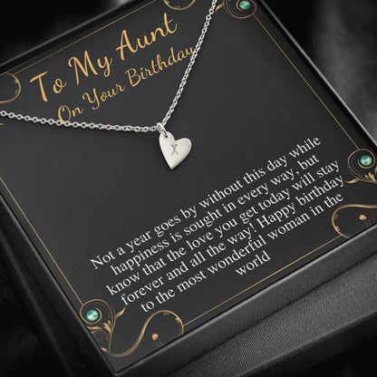 Aunt Birthday Gift, Aunt Birthday Necklace, Aunt Necklace or Bracelet, Happy Birthday Aunt, Message Card Quote, Birthday Initial Heart #0713