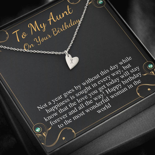Aunt Birthday Gift, Aunt Birthday Necklace, Aunt Necklace or Bracelet, Happy Birthday Aunt, Message Card Quote, Birthday Initial Heart #0713