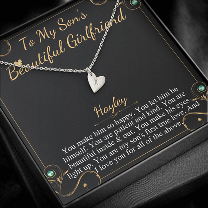 Son's Girlfriend's Birthday Gift, Necklace For Son's Girlfriend, Bday Gift For Son's Girlfriend, Bonus Daughter,From Dad Initial Heart #0531 hayley