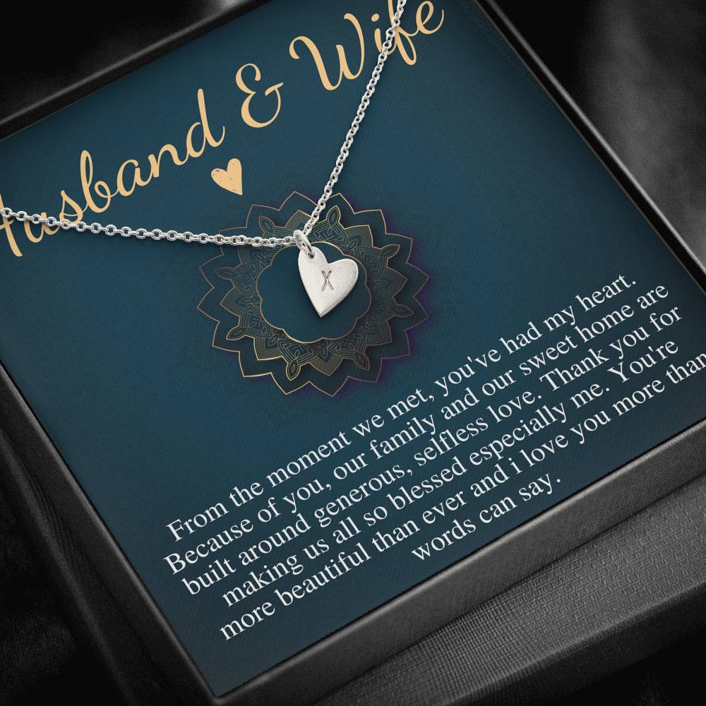 Husband and Wife Necklace, Wife Gift, Anniversary Gift, Mother's Day Gift from Husband,Wife Birthday Gift,Christmas Gift,Initial Heart #0604