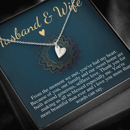 Husband and Wife Necklace, Wife Gift, Anniversary Gift, Mother's Day Gift from Husband,Wife Birthday Gift,Christmas Gift,Initial Heart #0604