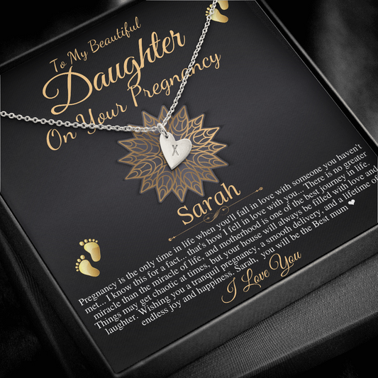 Pregnant Daughter Gift From Mother, First Time Mom Gift For Daughter, Congratulations Pregnancy Gift, New Mom Necklace, Initial Heart #0210 sarah