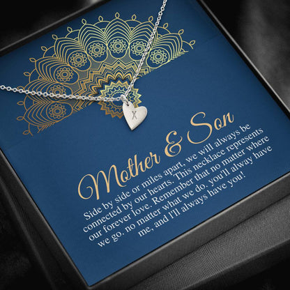 Gift for mom from Son - Mother Son necklace, Son gift to mom mothers day gift, Mom Birthday Gift, Thankyou mom necklace, Initial Heart #0483