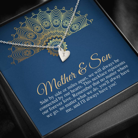 Gift for mom from Son - Mother Son necklace, Son gift to mom mothers day gift, Mom Birthday Gift, Thankyou mom necklace, Initial Heart #0483