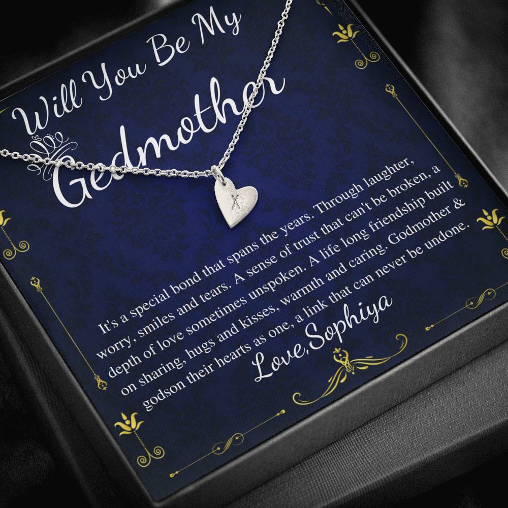Godmother Proposal | Will You Be My Godmother | Gift for Godmother Necklace | From Godson | Godmother Necklace Godson | Initial Heart #0708 new