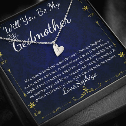 Godmother Proposal | Will You Be My Godmother | Gift for Godmother Necklace | From Godson | Godmother Necklace Godson | Initial Heart #0708 new