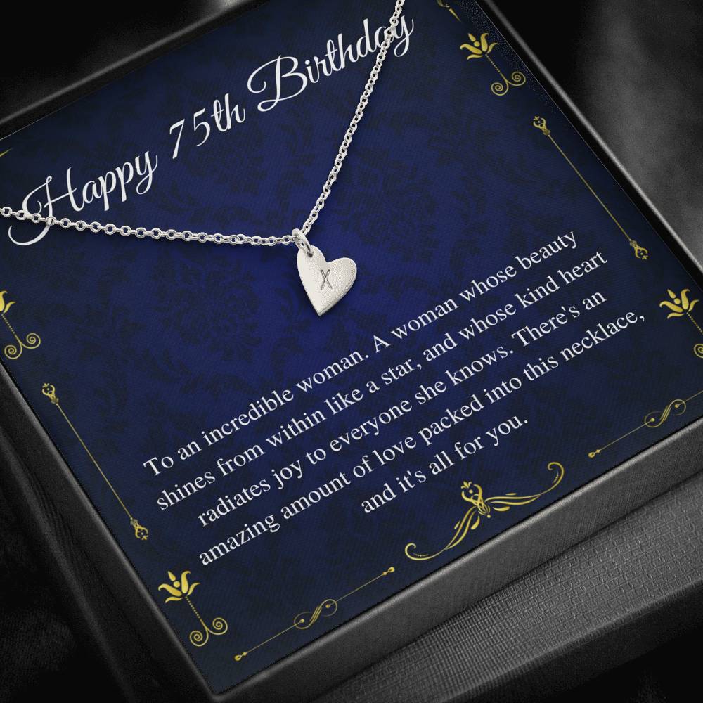 75th Birthday For Her Gift, 75th Birthday Gift For Her, Seventy Fifth Birthday Gift For Women Friend, 75th Birthday Gift,Initial Heart #0665