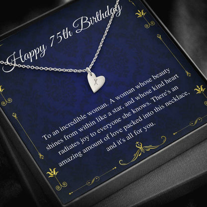 75th Birthday For Her Gift, 75th Birthday Gift For Her, Seventy Fifth Birthday Gift For Women Friend, 75th Birthday Gift,Initial Heart #0665