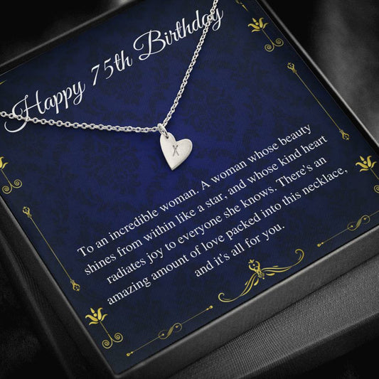75th Birthday For Her Gift, 75th Birthday Gift For Her, Seventy Fifth Birthday Gift For Women Friend, 75th Birthday Gift,Initial Heart #0665