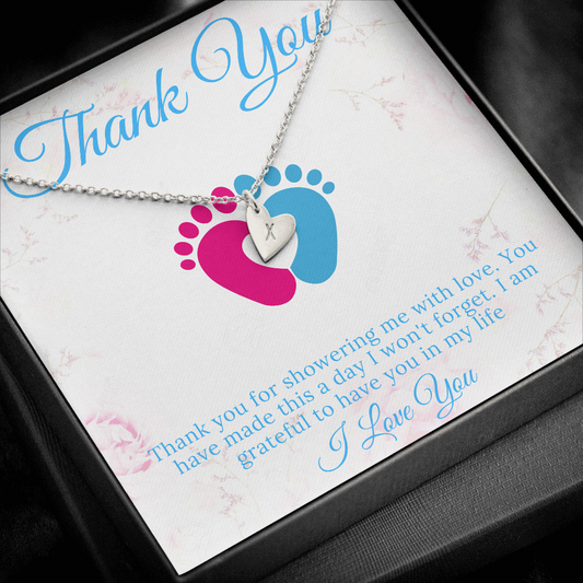 Baby Shower Hostess Gift, Baby Name Necklace, Baby Boy Shower Hostess Thank You Gift, Baby Girl Shower Host Gifts, Initial Heart #0201