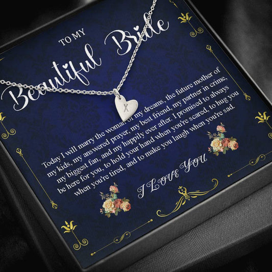 Initial Heart Necklace To My Bride Gift From Groom Wedding Day Gift For Bride From Groom From Groom To Future Wife Gift On Wedding Day #0051