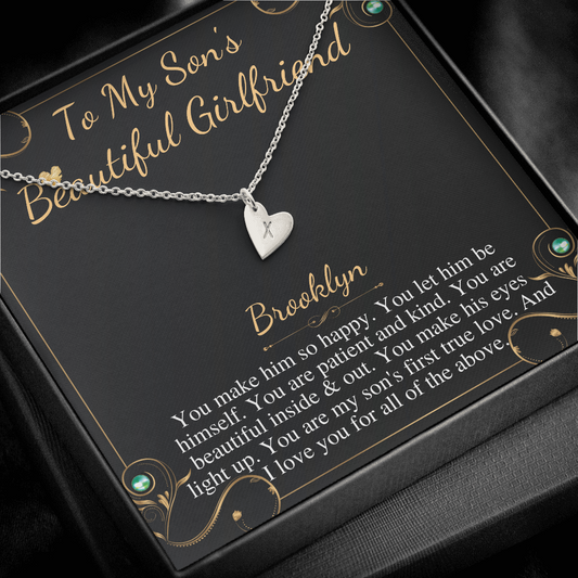 Son's Girlfriend's Birthday Gift, Necklace For Son's Girlfriend, Bday Gift For Son's Girlfriend, Bonus Daughter,From Dad Initial Heart #0531 brooklyn