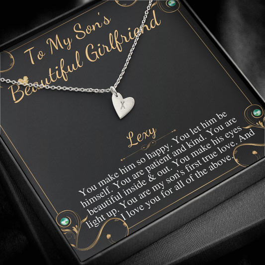 Son's Girlfriend's Birthday Gift, Necklace For Son's Girlfriend, Bday Gift For Son's Girlfriend, Bonus Daughter,From Dad Initial Heart #0531 Lexy