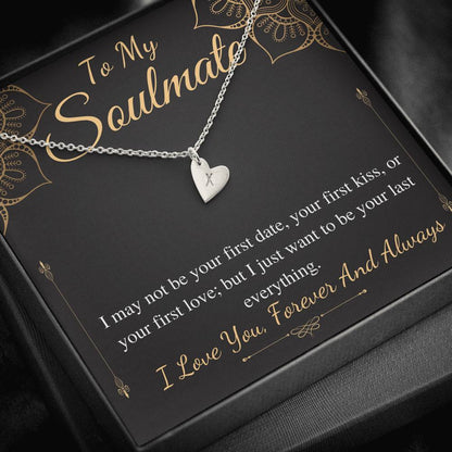 Soulmate Necklace Gift For Wife, To My Soulmate Necklace, Birthday Gifts For Wife/Girlfriend, Soulmate Christmas Gift, Initial Heart #0629