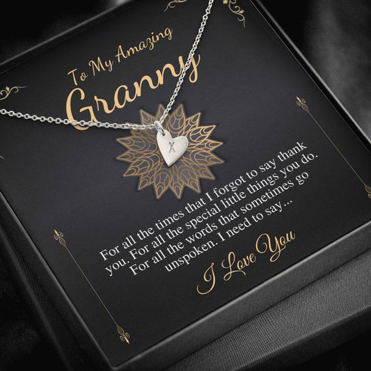 Grandmother & Granddaughter Necklace, Grandma Gift, From Granddaughter, Jewelry for Granny, Grandmother Birthday Gift, Initial Heart #0481