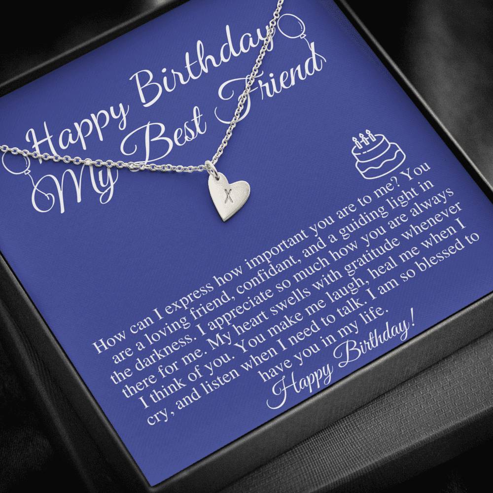Friend Birthday Gift, Best Friend Birthday Gift, Friend Birthday Jewelry, Friend Necklace, Happy Birthday Friend Gift, Initial Heart #0681