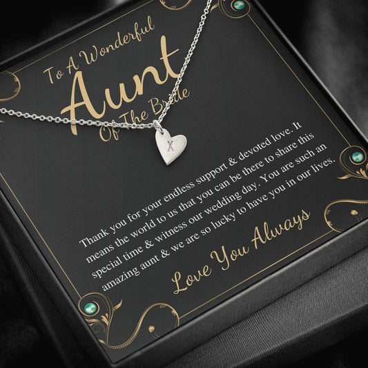 Initial Heart, Aunt Of The Bride Necklace Gift Wedding Gift Fraom Bride And Groom Bridal Party Thank You Gift Aunt Wedding Jewelry #0161