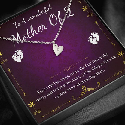 Second Time Mom Gift Birthstone Necklace for Mom Gift for Birth of 2nd Child, Baby Number 2 gift, Second Child, Twin Mama Twin Baby Gift000