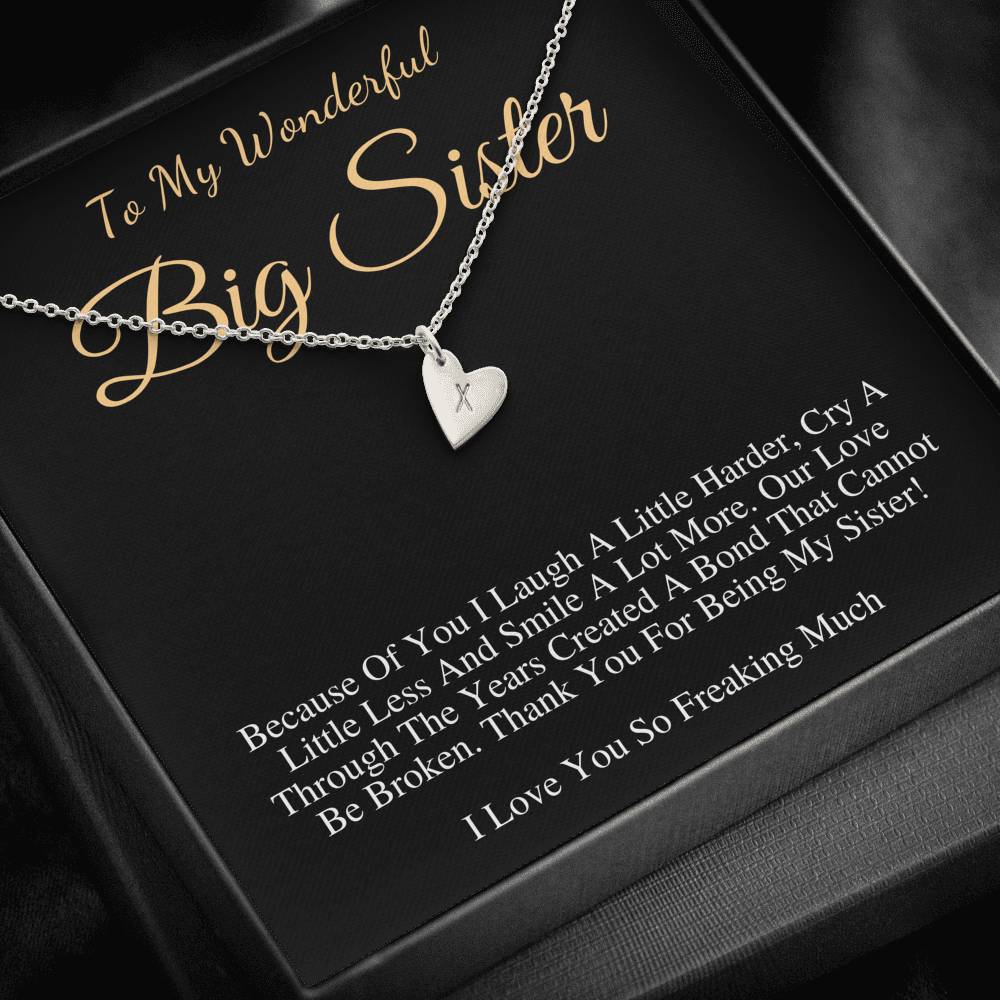 Big Sister Custom Necklace | birthday gift for big sister, sisters Initial heart necklace gift, personalized big sister Christmas gift #0561