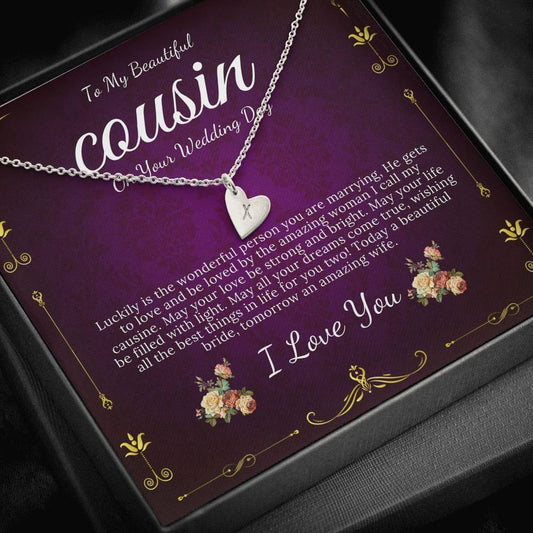 Initial Heart Gift For Cousin Wedding Gift For My Cousin Gift For Cousin Wedding Day Bride Gift From Cousin Necklace Bride necklace  #0111