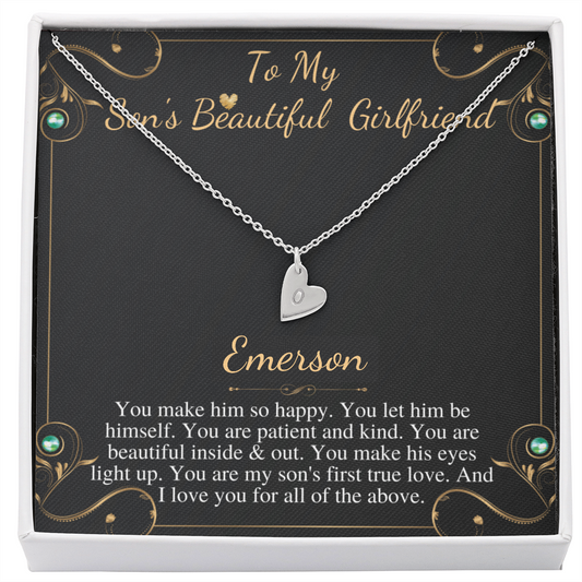 Son's Girlfriend's Birthday Gift, Necklace For Son's Girlfriend, Bday Gift For Son's Girlfriend, Bonus Daughter,From Dad Initial Heart #0531 emerson