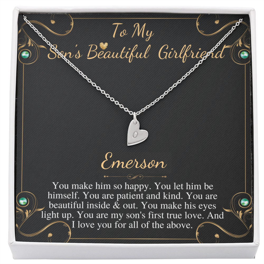 Son's Girlfriend's Birthday Gift, Necklace For Son's Girlfriend, Bday Gift For Son's Girlfriend, Bonus Daughter,From Dad Initial Heart #0531 emerson