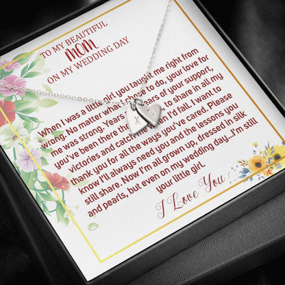 Initial Heart Necklace To My Mom On My Wedding Day Mother Of The Bride Necklace From Bride Gift From Bride To Mother Gift From Bride #0035