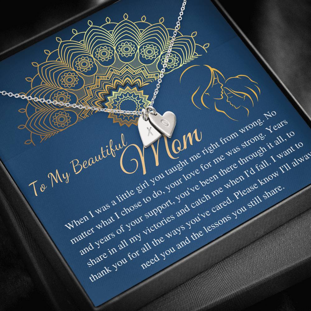Personalized Gift To My Mom Necklace Birthday Valentines Gift to My Mother, To My Mom Necklace, Mom Birthday Card, Initial Heart #0488