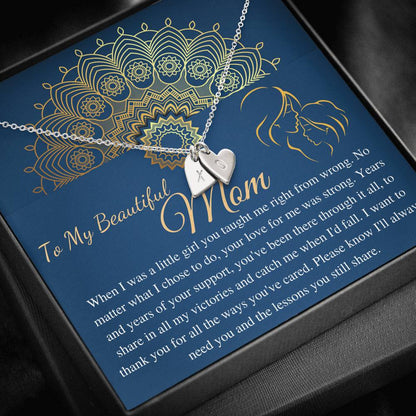 Personalized Gift To My Mom Necklace Birthday Valentines Gift to My Mother, To My Mom Necklace, Mom Birthday Card, Initial Heart #0488