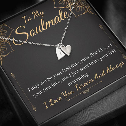 Soulmate Necklace Gift For Wife, To My Soulmate Necklace, Birthday Gifts For Wife/Girlfriend, Soulmate Christmas Gift, Initial Heart #0629