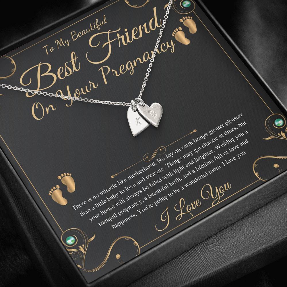 Best Friend Gift On Pregnancy, Pregnant Friend Gift For Best Friend Baby,Soon To Be Mom Gift, Friend Pregnancy Necklace, Initial Heart #0220