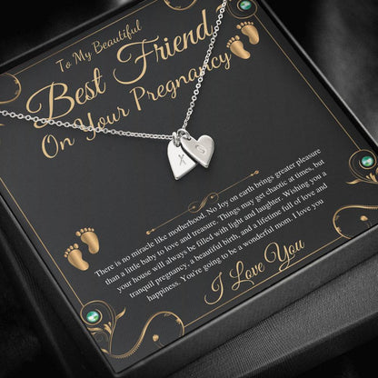 Best Friend Gift On Pregnancy, Pregnant Friend Gift For Best Friend Baby,Soon To Be Mom Gift, Friend Pregnancy Necklace, Initial Heart #0220