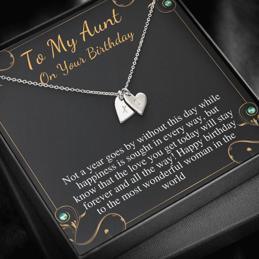Aunt Birthday Gift, Aunt Birthday Necklace, Aunt Necklace or Bracelet, Happy Birthday Aunt, Message Card Quote, Birthday Initial Heart #0713