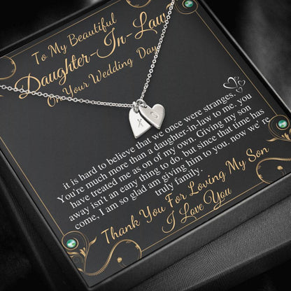 Daughter-In-Law Gift Necklace: Wedding Gift, Jewelry From Mother-In Law, Gift for Bride Initial Heart Necklace, Son's Future Wife Gift #0816