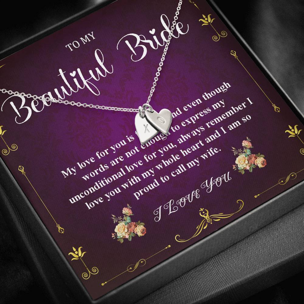 Initial Heart Necklace To My Bride Gift From Groom Wedding Day Gift For Bride From Groom From Groom To Future Wife Gift On Wedding Day #0052