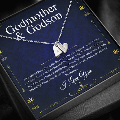 Godmother & Godson Necklace, Gift for Godmother from Godson,Will You Be My Godmother Gift Card, Jewelry for Godmother,Initial Heart0224