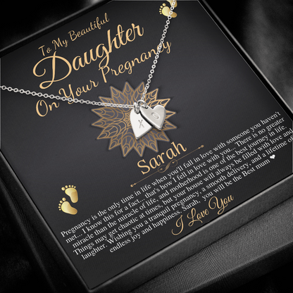 Pregnant Daughter Gift From Mother, First Time Mom Gift For Daughter, Congratulations Pregnancy Gift, New Mom Necklace, Initial Heart #0210 sarah