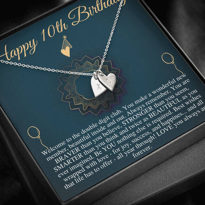 10th Birthday Girl, 10th Birthday Gift, Tenth Birthday Necklace, Gift For 10 Year Old Girl Gifts, Double Digits Birthday,Initial Heart #0657