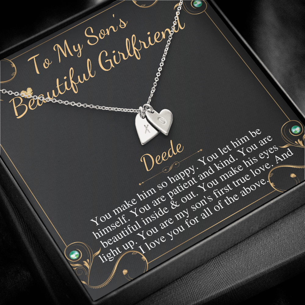 Son's Girlfriend's Birthday Gift, Necklace For Son's Girlfriend, Bday Gift For Son's Girlfriend, Bonus Daughter,From Dad Initial Heart #0531 Deede
