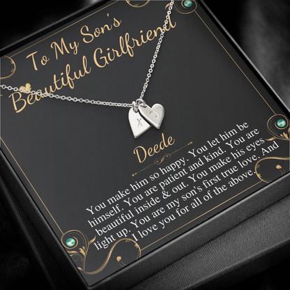 Son's Girlfriend's Birthday Gift, Necklace For Son's Girlfriend, Bday Gift For Son's Girlfriend, Bonus Daughter,From Dad Initial Heart #0531 Deede