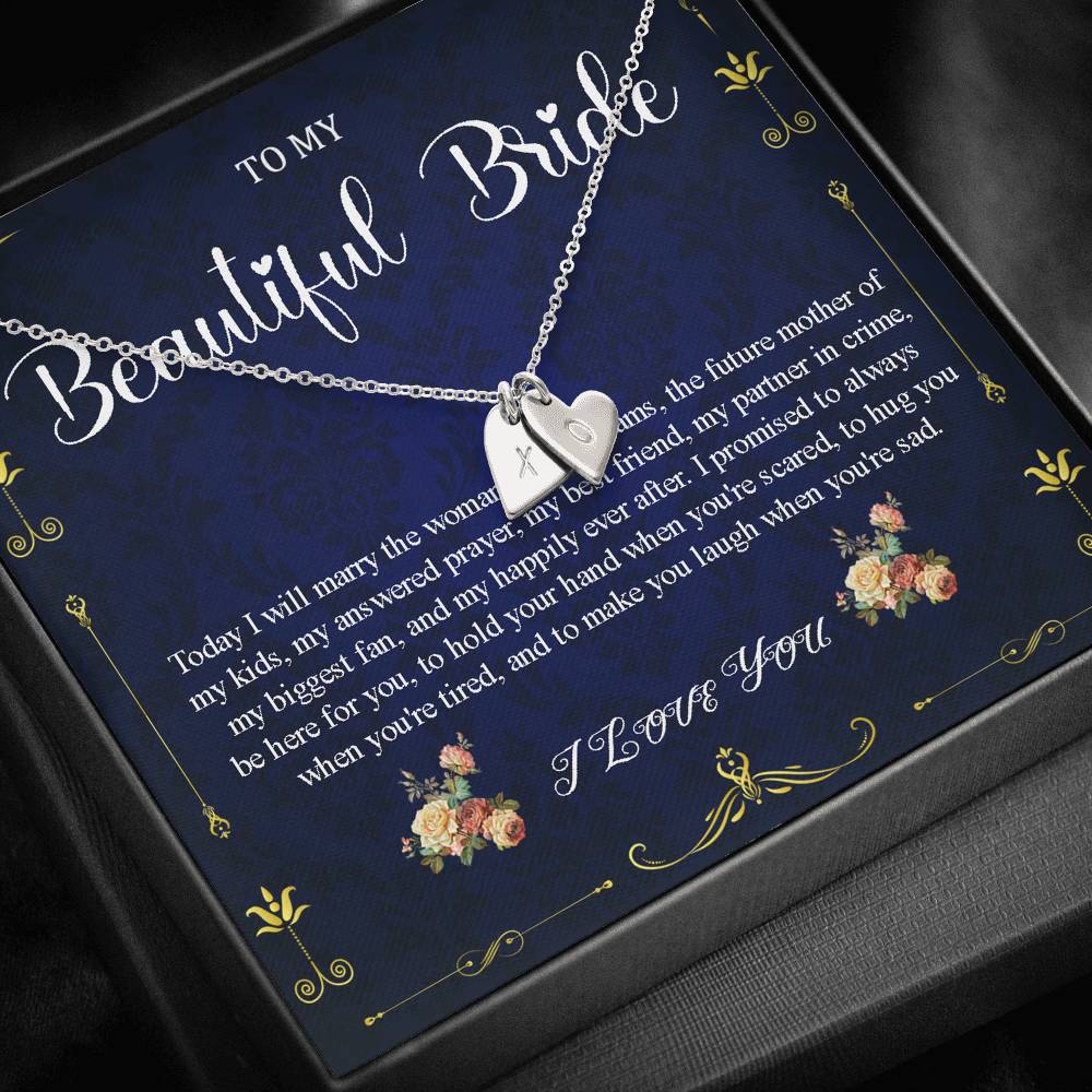 Initial Heart Necklace To My Bride Gift From Groom Wedding Day Gift For Bride From Groom From Groom To Future Wife Gift On Wedding Day #0051