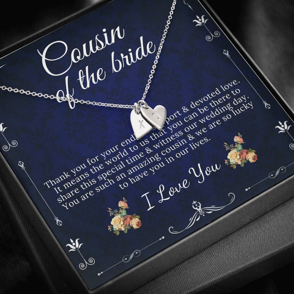 Initial Heart, Necklace Wedding Gift From Bride And Groom, Cousin Wedding Jewelry Gift, Gift For Cousin On Our Wedding Day From Groom #0145