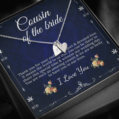 Initial Heart, Necklace Wedding Gift From Bride And Groom, Cousin Wedding Jewelry Gift, Gift For Cousin On Our Wedding Day From Groom #0145