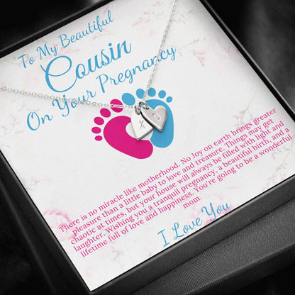 Cousin Pregnancy Announcement Gift, Cousin Pregnancy Gift For Cousin Baby Shower Gift For Mom To Be, Expecting Mom Gift, Initial Heart #0203