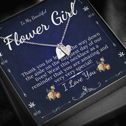 Initial Heart, Flower Girl Gift, Flower Girl Necklace, Be My Flower Girl Gift, Flower Girl Proposal, Junior Bridesmaid Wedding Gift #0149