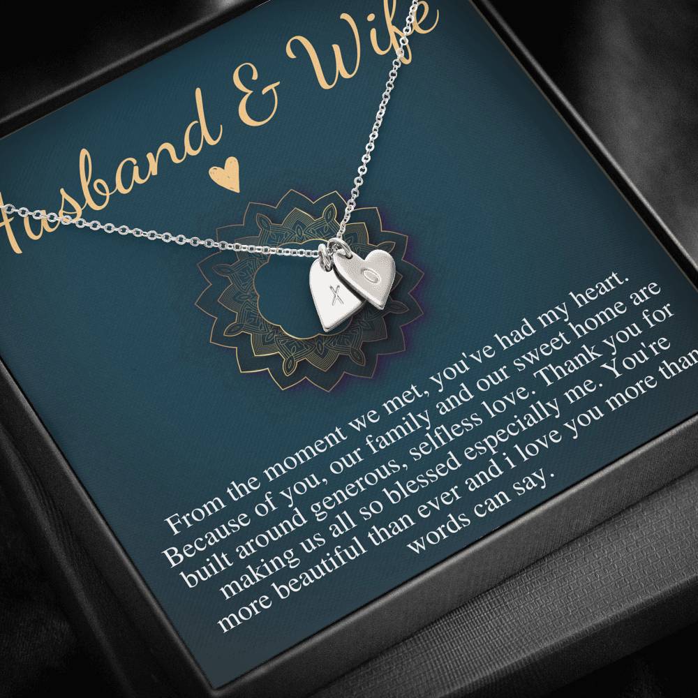 Husband and Wife Necklace, Wife Gift, Anniversary Gift, Mother's Day Gift from Husband,Wife Birthday Gift,Christmas Gift,Initial Heart #0604
