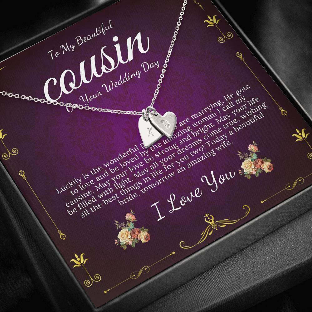 Initial Heart Gift For Cousin Wedding Gift For My Cousin Gift For Cousin Wedding Day Bride Gift From Cousin Necklace Bride necklace  #0111