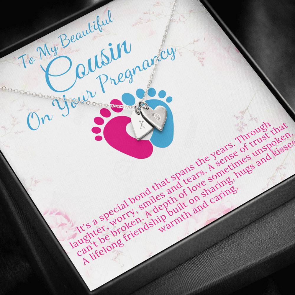 Cousin Pregnancy Announcement Gift, Cousin Pregnancy Gift For Cousin Baby Shower Gift For Mom To Be, Expecting Mom Gift, Initial Heart #0203
