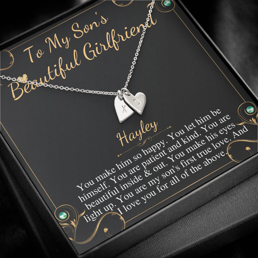 Son's Girlfriend's Birthday Gift, Necklace For Son's Girlfriend, Bday Gift For Son's Girlfriend, Bonus Daughter,From Dad Initial Heart #0531 hayley