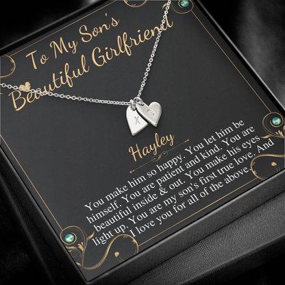 Son's Girlfriend's Birthday Gift, Necklace For Son's Girlfriend, Bday Gift For Son's Girlfriend, Bonus Daughter,From Dad Initial Heart #0531 hayley